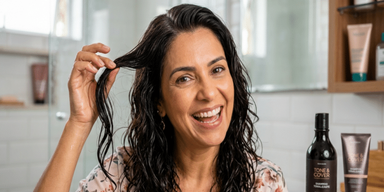 Shampoo tonalizante para cobrir a raiz em casa: o que ele faz de verdade nos fios brancos