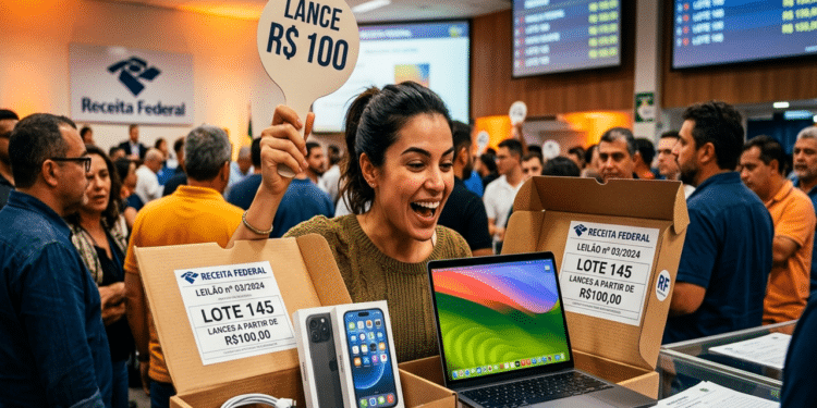 Novo leilão da Receita Federal tem iPhone 17 e MacBook Air com lances a partir de R$100