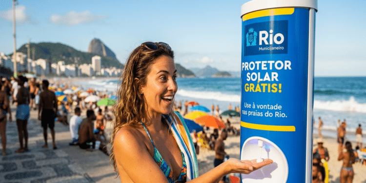 Cidade no Rio coloca 59 totens de protetor solar de graça nas ruas da praia
