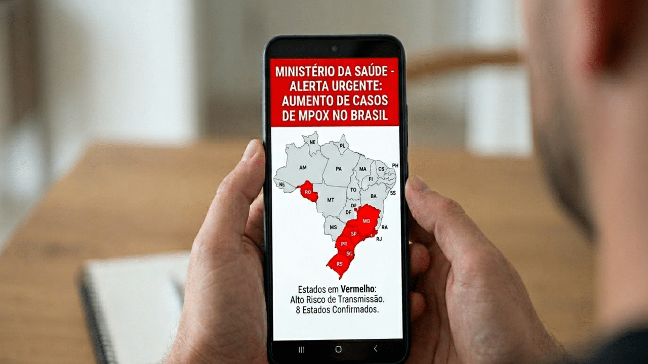 Alerta do Ministério da Saúde em mais de 8 estados incluindo: SC, PR, RS, SP, RJ, MG, RO e DF após registros de novos casos de varíola dos macacos