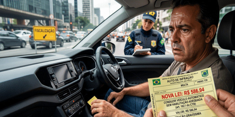 Nova lei prevê multa de quase R$ 600 para motoristas que dirigir veículo automático sem habilitação correta