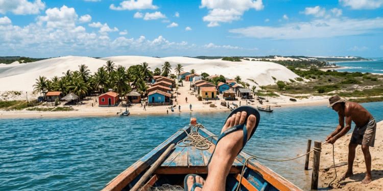 A vila de pescadores no RN com menos de 2 mil habitantes cercada por dunas de sal onde carros não entram e o acesso só acontece de barco