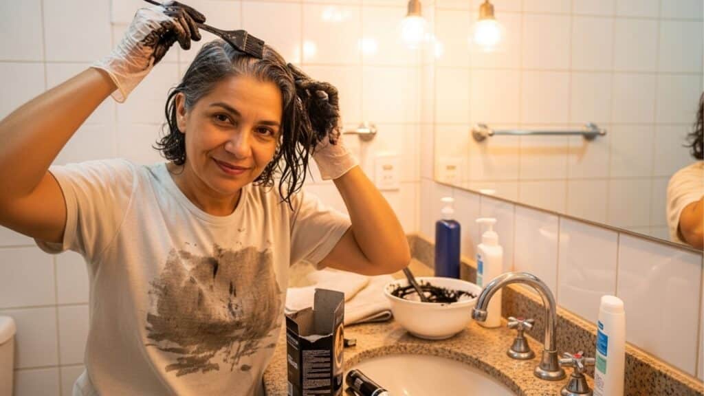 Coloração sem amônia para cobrir cabelos grisalhos e não danificar os fios