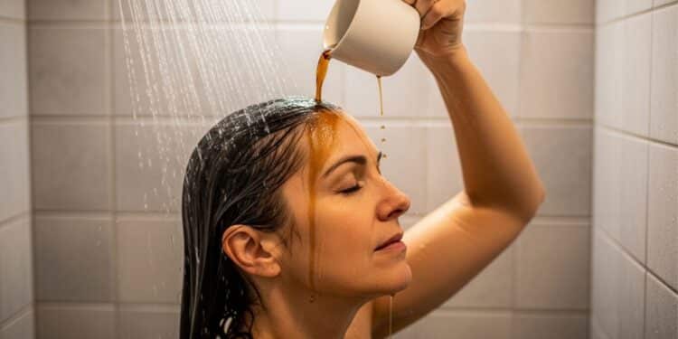 Despeje água fervente sobre os fios e veja a mágica acontecer sem a necessidade de tintura! Este é o método mais fácil para escurecer cabelos grisalhos