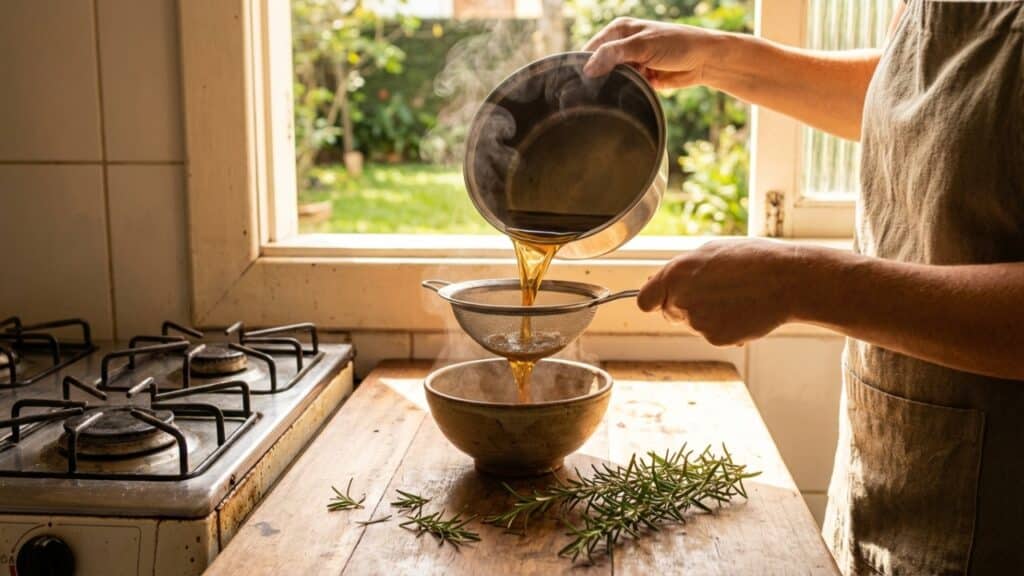 Chá de alecrim no cabelo