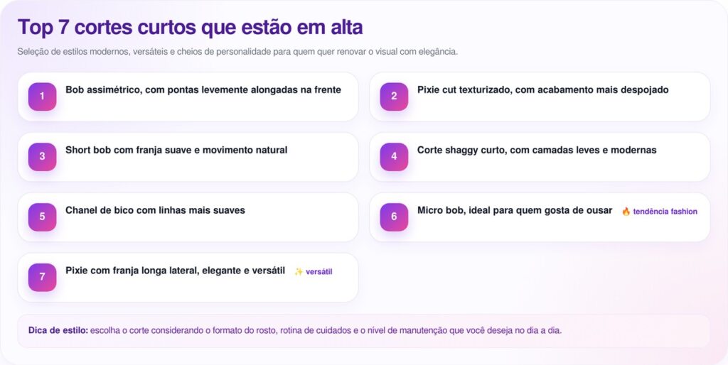 Os 7 cortes de cabelo femininos curtos que estão chamando a atenção nesse outono de 2026
