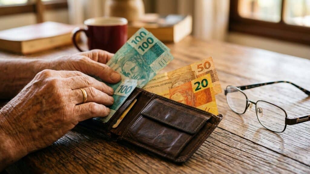 Idoso verificando carteira