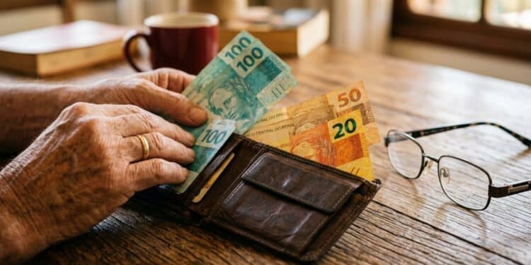 Idoso verificando carteira