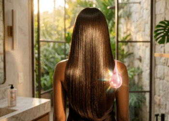 Cabelo com efeito espelhado refletindo a luz solar intensamente