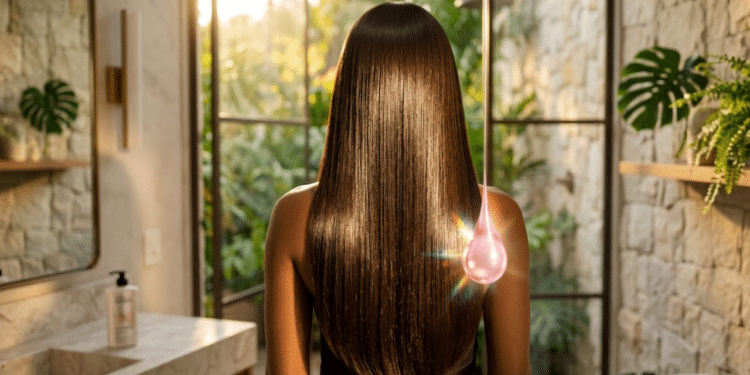 Cabelo com efeito espelhado refletindo a luz solar intensamente