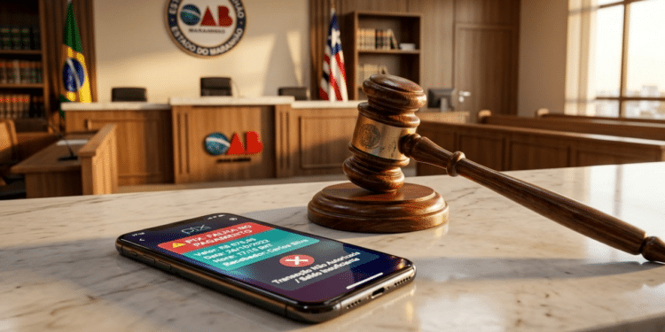 Martelo da justiça ao lado de celular exibindo transação via Pix