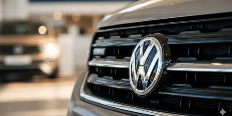 Grade frontal e emblema de um SUV T-Cross