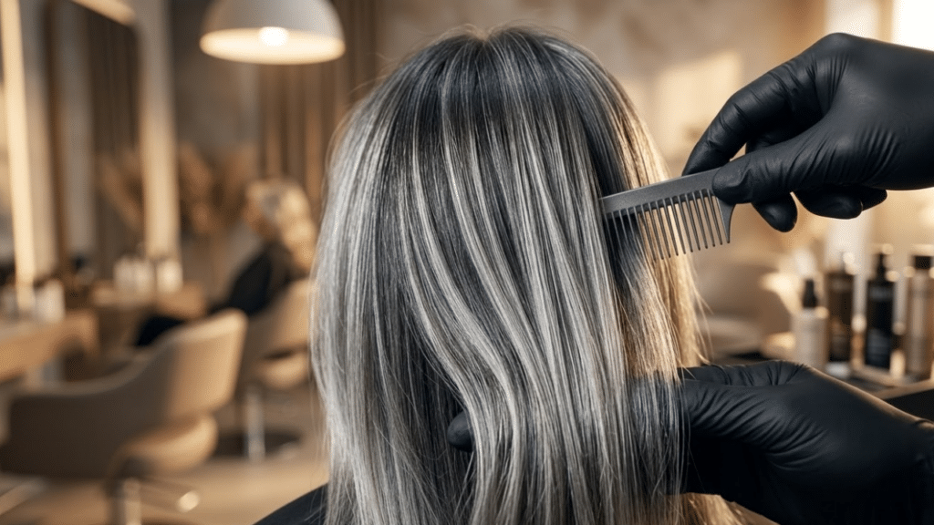 Detalhe macro de técnica de transição capilar para o grisalho