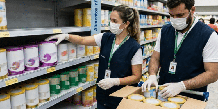 Agentes da Anvisa retirando produtos da prateleira