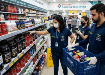 Agentas da Anvisa removendo suplementos genéricos da prateleira - Imagem ilustrativa