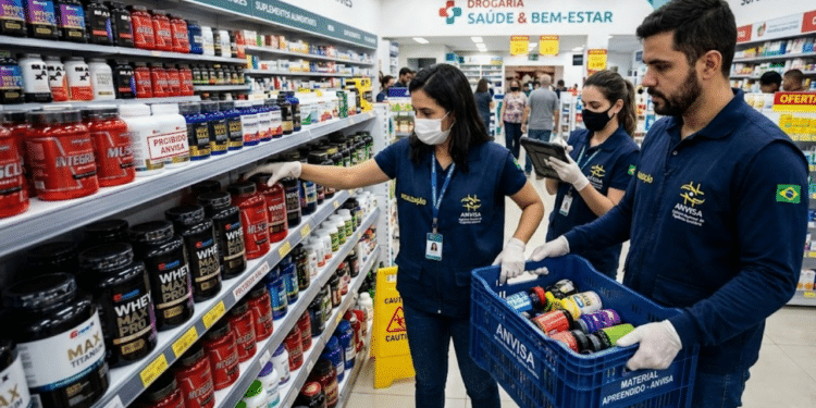 Agentas da Anvisa removendo suplementos genéricos da prateleira - Imagem ilustrativa