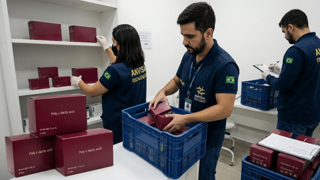 Agentes da Anvisa removendo produto iregular