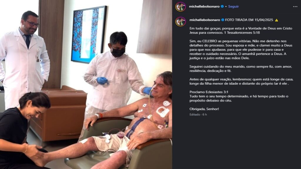 Michelle quebra silêncio e se pronuncia após decisão que concedeu prisão domiciliar a Bolsonaro