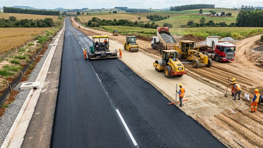 A obra de R$ 71 milhões na SC-451 já chega a 40% e avança em 17,5 quilômetros entre duas cidades