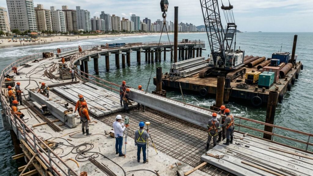 Megaestrutura sobre o mar pode transformar a Praia Grande em novo polo turístico do litoral de São Paulo