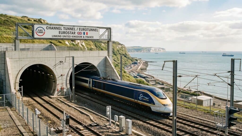 O túnel quase invisível sob o Canal da Mancha movimenta milhões e sustenta uma ligação estratégica