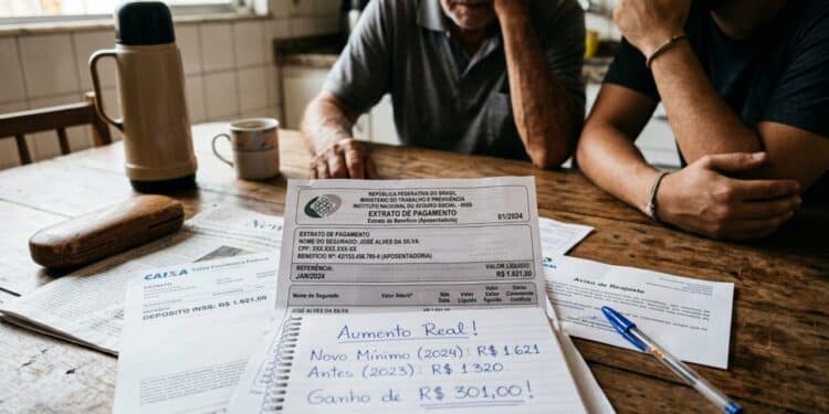Chequei a conta do meu avô e ele quase pulou de alegria ao ver o aumento na aposentadoria