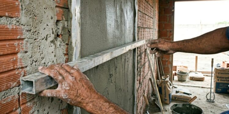 Técnica de reboco que garante acabamento perfeito em 3 horas usando medida certeira com uma régua