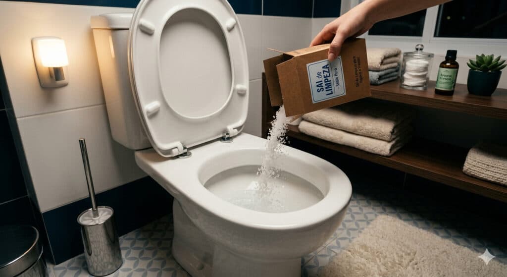 sal no vaso sanitário