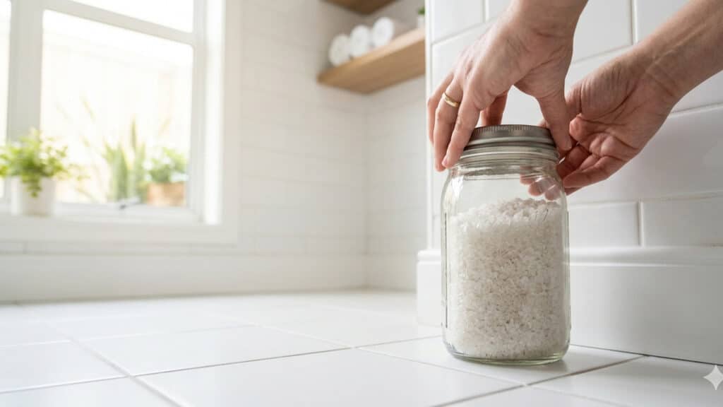 sal grosso no banheiro