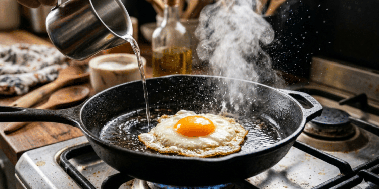 Adicionar água na frigideira ao fazer ovo frito, por que essa técnica viral funciona e quando usar
