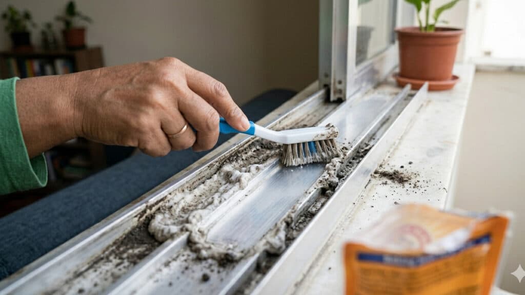 limpeza de trilhos de janelas