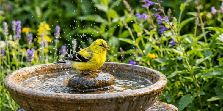 Se você tem um bebedouro para passarinho é aconselhado a colocar um item natural dentro dele