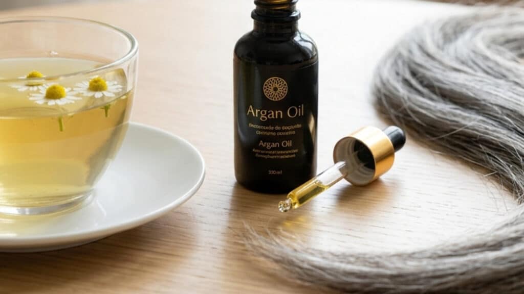 chá de camomila com óleo de argan