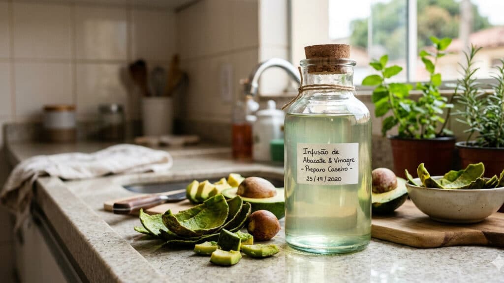 casca de abacate com vinagre