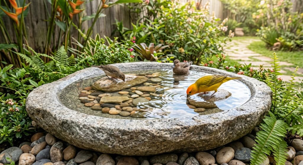 pedras pequenas no bebedouro