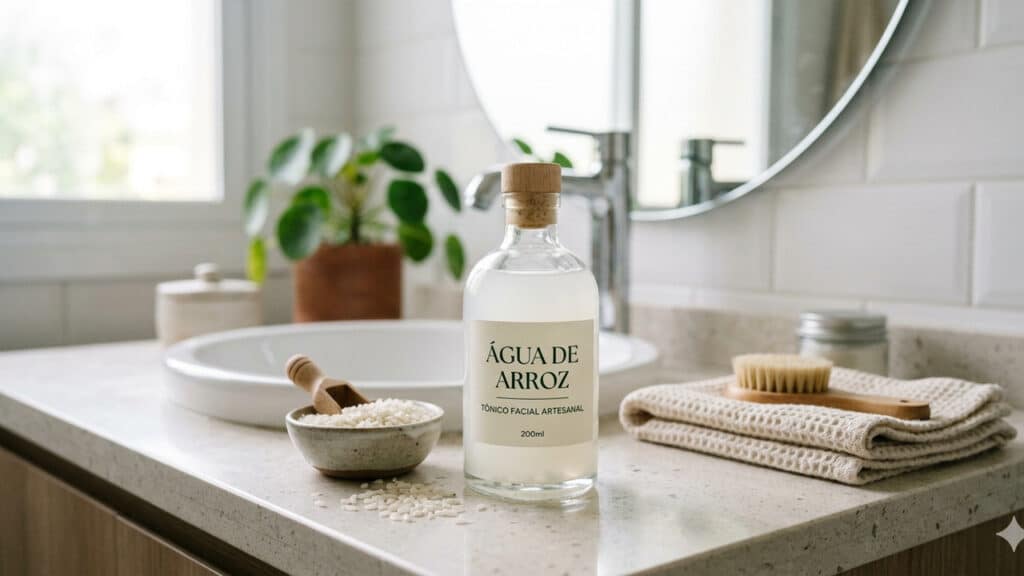 água de arroz para o rosto