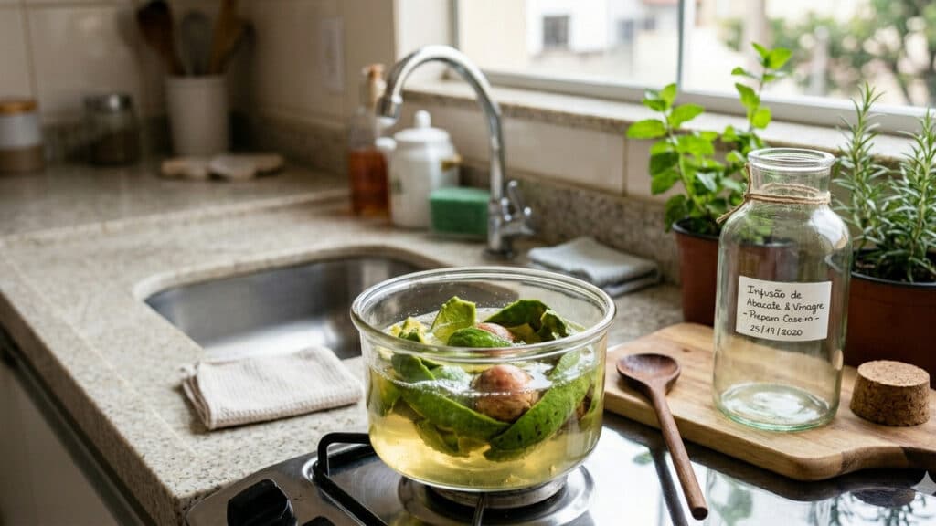 casca de abacate com vinagre