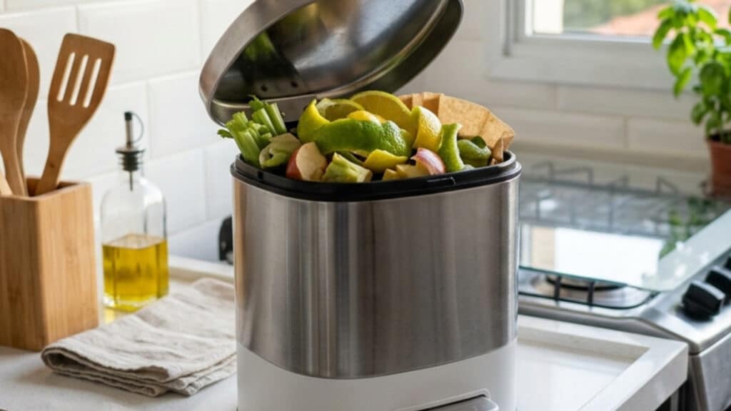 casca de limão na lixeira