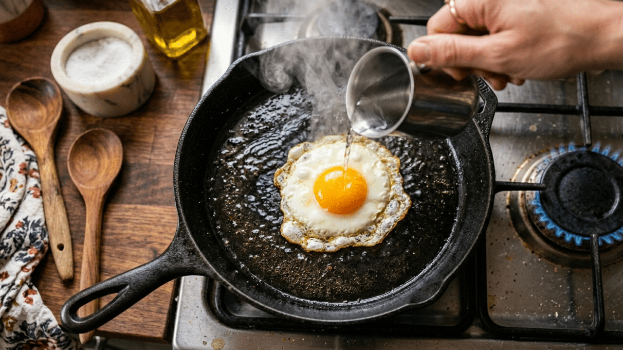 Adicionar água na frigideira ao fazer ovo frito, por que essa técnica viral funciona e quando usar