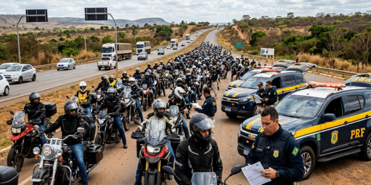 PRF multa 500 motoqueiros na BR-060 e soma mais de R$ 1 milhão por viagens consideradas não permitidas