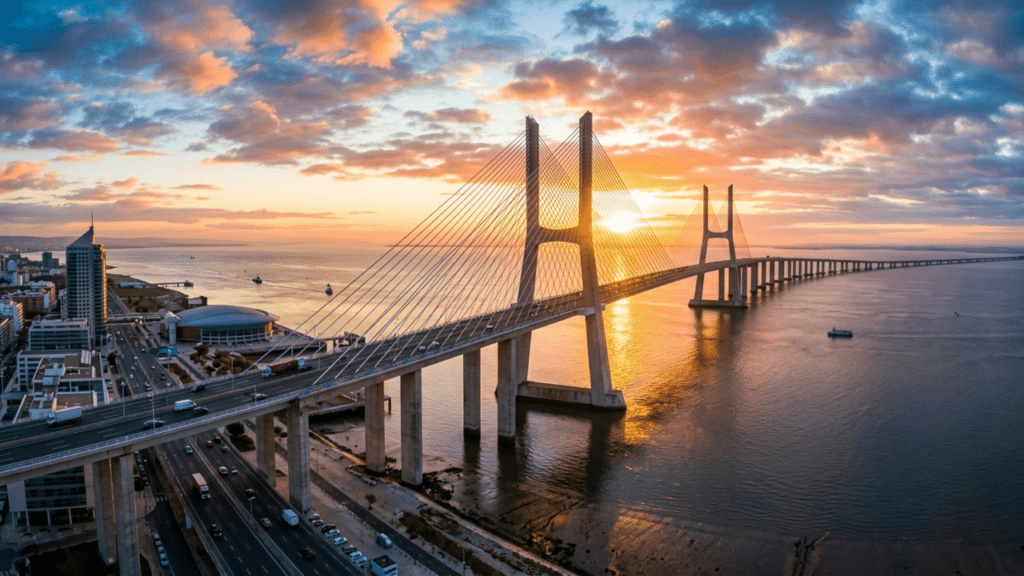 Megaponte da Europa tem nome de time brasileiro, custou 900 milhões de euros e simboliza a ligação entre Portugal e Brasil