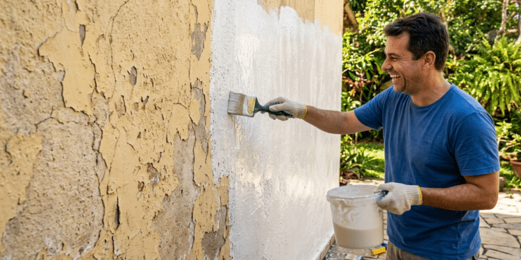 Revestimento líquido feito em casa que protege muros contra sol e chuva, evita descascamento e aumenta a durabilidade da pintura