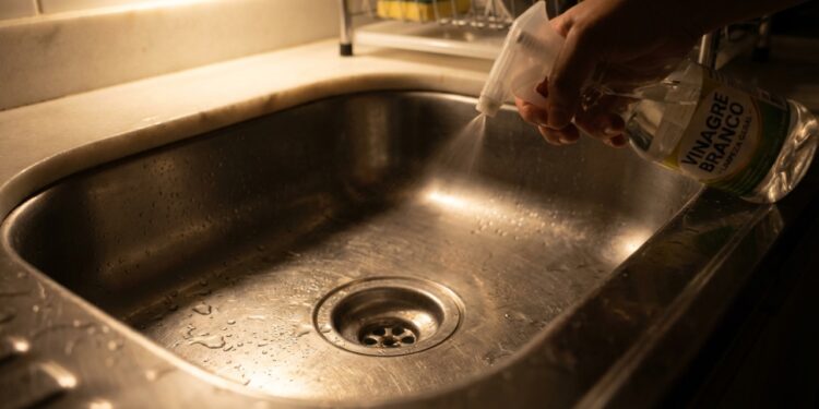 Borrifar vinagre no ralo da cozinha antes de dormir: para que serve e por que especialistas recomendam