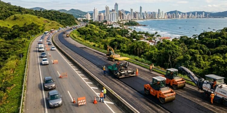 Revitalização da SC-415 avança com R$ 9 milhões investidos em 10 quilômetros estratégicos de São Francisco do Sul