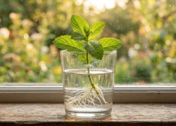 A forma mais fácil de plantar hortelã em casa começa com um simples copo d'água