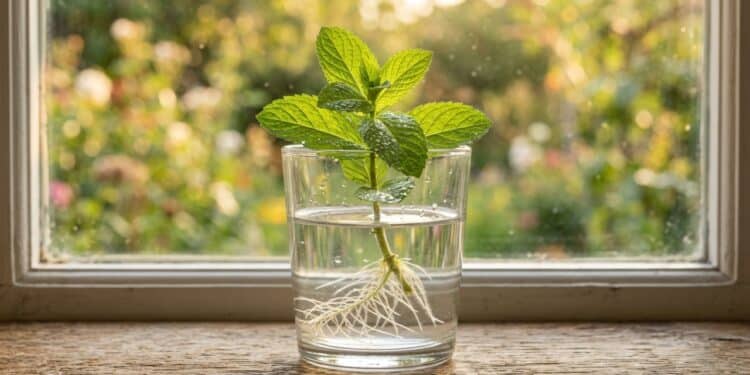 A forma mais fácil de plantar hortelã em casa começa com um simples copo d'água