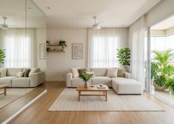 Espelho, cortina e cor certa: a combinação simples que amplia visualmente qualquer ambiente sem tirar uma parede