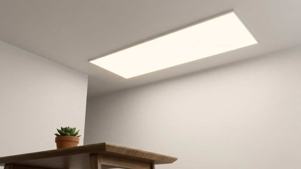 Painel de luz OLED ultrafino embutido no teto, emitindo uma claridade suave e uniforme semelhante à luz do sol