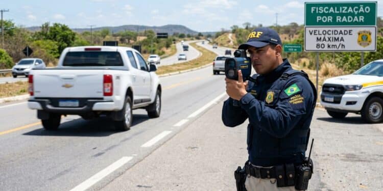 PRF aplica multa grave no valor de R$195,23 e cinco pontos após flagrar caminhonete a 168 Km/h em São Lourenço da Mata