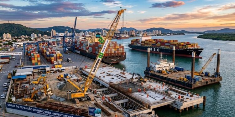 Maior porto de Santa Catarina vai ganhar novo píer de R$ 100 milhões e megainvestimento promete reforçar operação logística e preparar o terminal para navios maiores até 2026